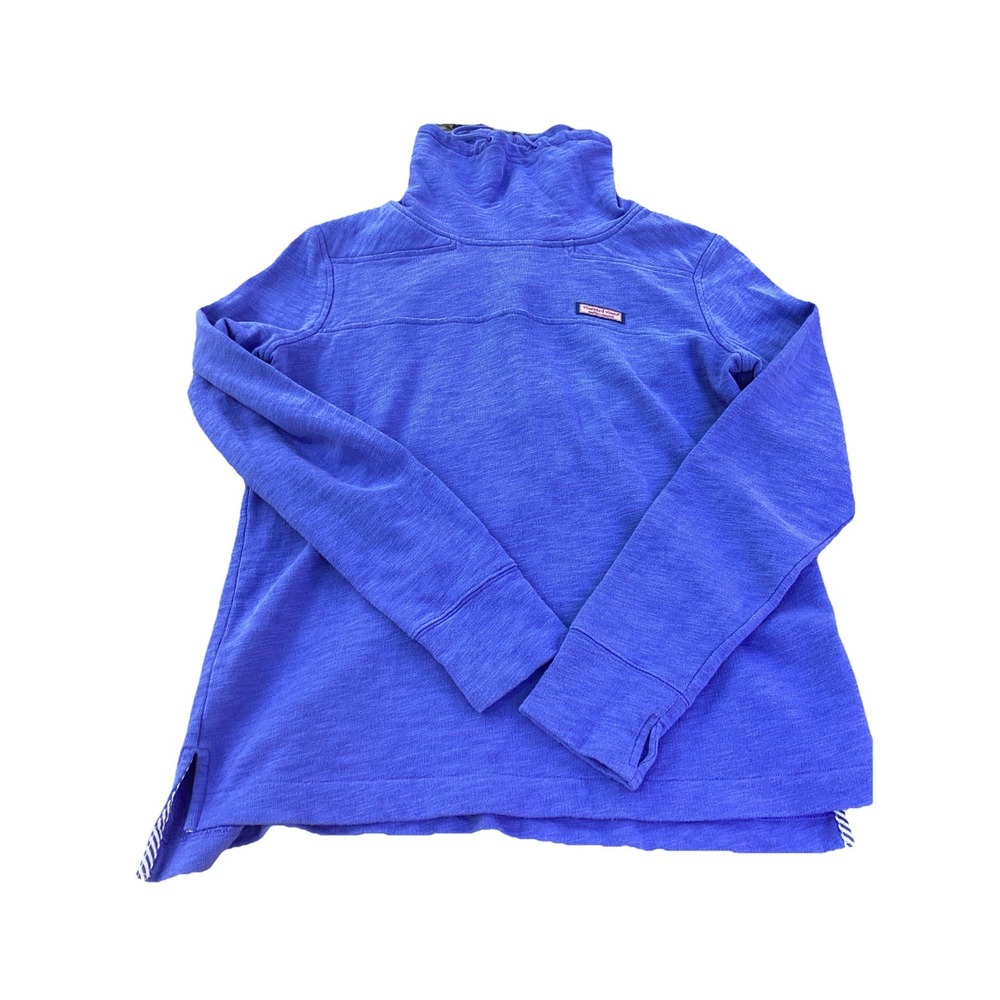 Vineyard Vines Cotton Pullover Cowl Neck Long Sleeve Terry Sweatshirt Blue Med